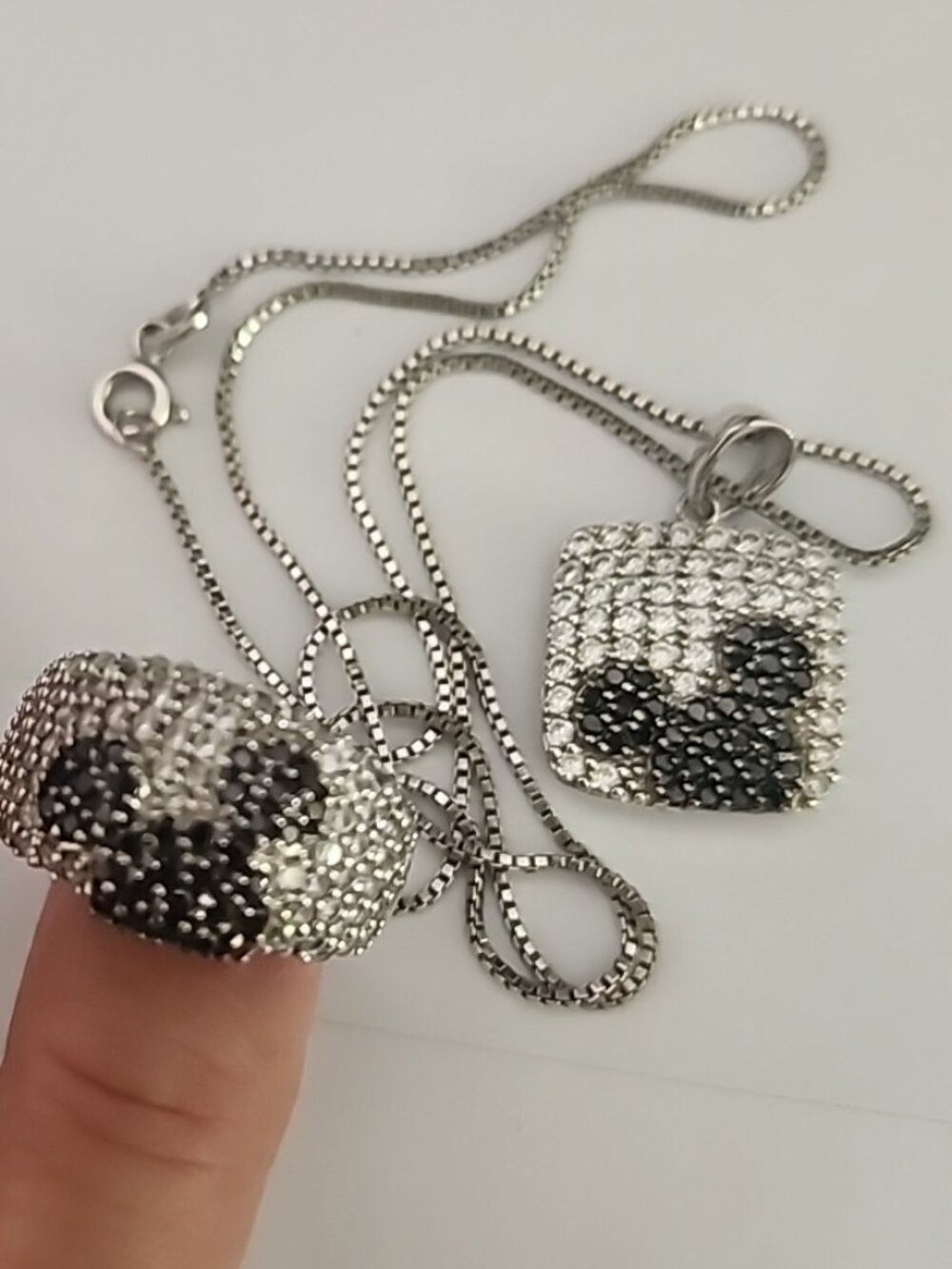 Disney JCM Jacmel Jewelry Inc Silver 925 Mickey Ears Necklace & Ring Sz 9